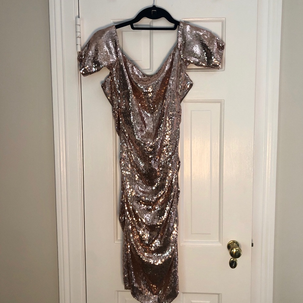 Blush sequin Nicole Miller cocktail dress